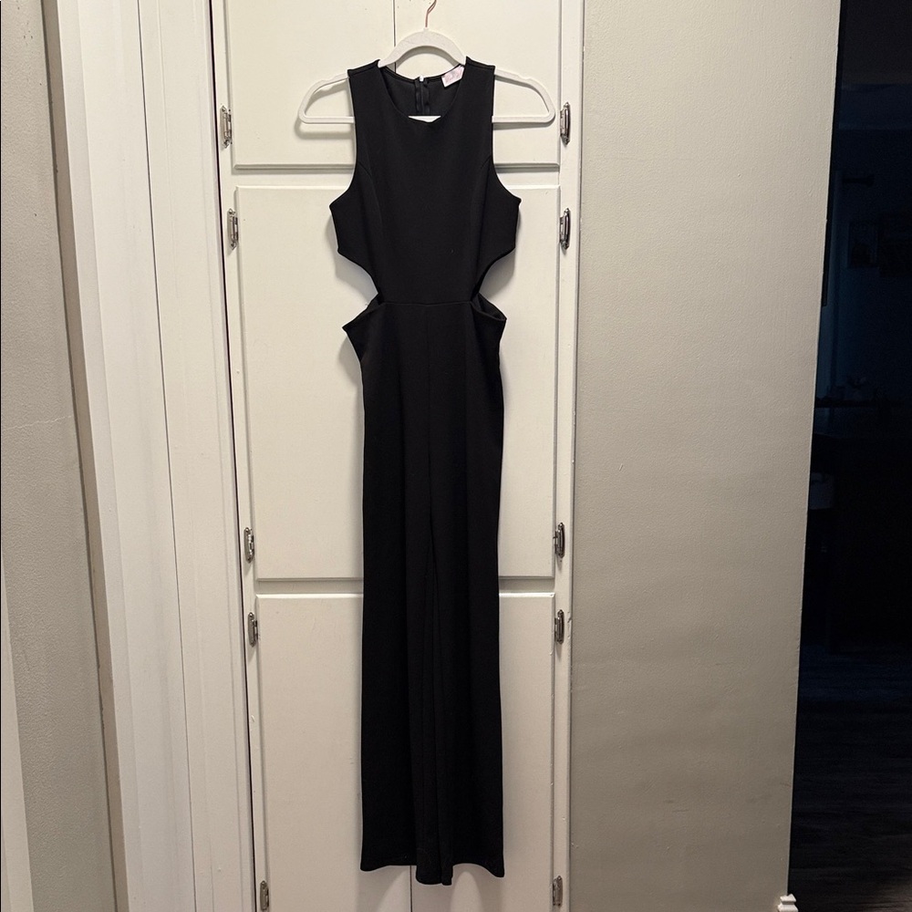 Pink Lily Black Jumpsuit with Side Cutouts